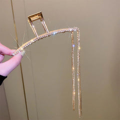 Rhinestone Tassel Hair Claw Clip Strong Hold Grip for Thick Hair