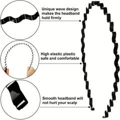 6pcs Wavy Metal Headband for Face Washing Makeup Skincare