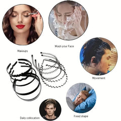 6pcs Wavy Metal Headband for Face Washing Makeup Skincare