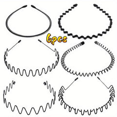 6pcs Wavy Metal Headband for Face Washing Makeup Skincare