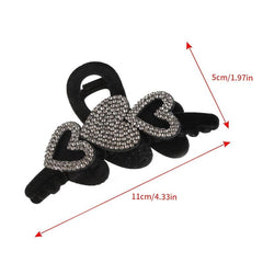 Heart Rhinestone Hair Claw Velvet Ponytail Holder Clip