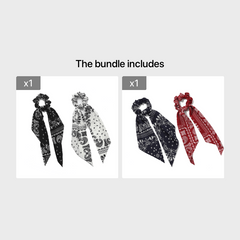 2pcs Paisley Bowknot Hair Scarf Scrunchies Hair Tie Elastic Hair Scrunchy