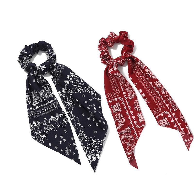 2pcs Paisley Bowknot Hair Scarf Scrunchies Hair Tie Elastic Hair Scrunchy