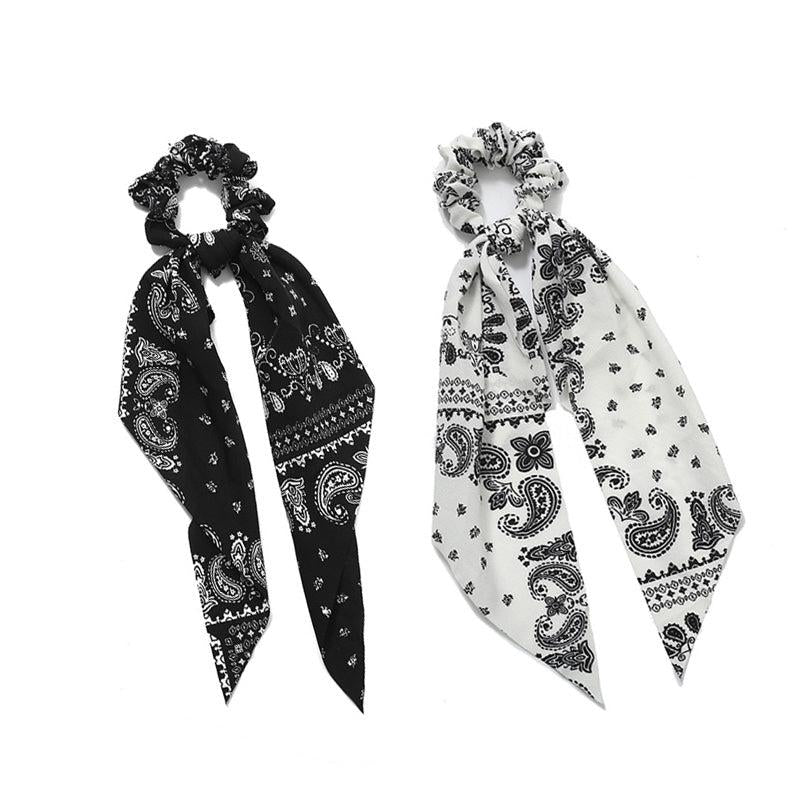 2pcs Paisley Bowknot Hair Scarf Scrunchies Hair Tie Elastic Hair Scrunchy