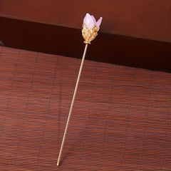 Purple Silky Flower Hair Accessories Set with Tassels