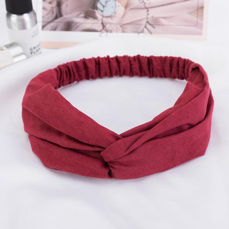 Leather Velvet Solid Hairband Cross Bundle Headband