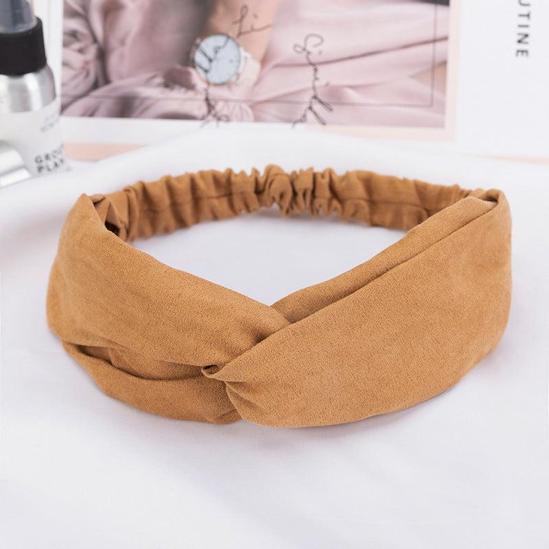 Leather Velvet Solid Hairband Cross Bundle Headband