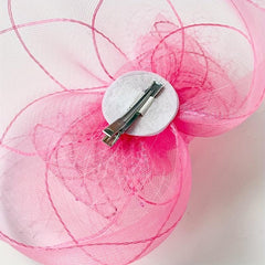 Pink Veil Head Piece Floral Hair Accessories With Clip