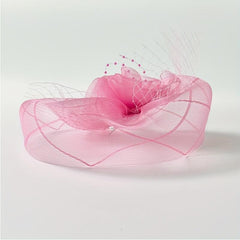 Pink Veil Head Piece Floral Hair Accessories With Clip