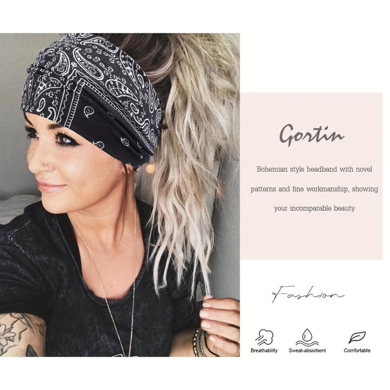 Boho Paisley Print Stretchy Sports Headband for Yoga