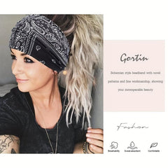 Boho Paisley Print Stretchy Sports Headband for Yoga
