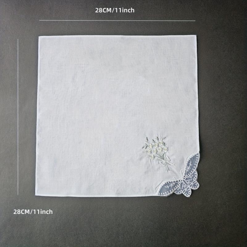 3pcs Flower Embroidered Handkerchief Wedding Supplies