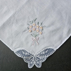 3pcs Flower Embroidered Handkerchief Wedding Supplies