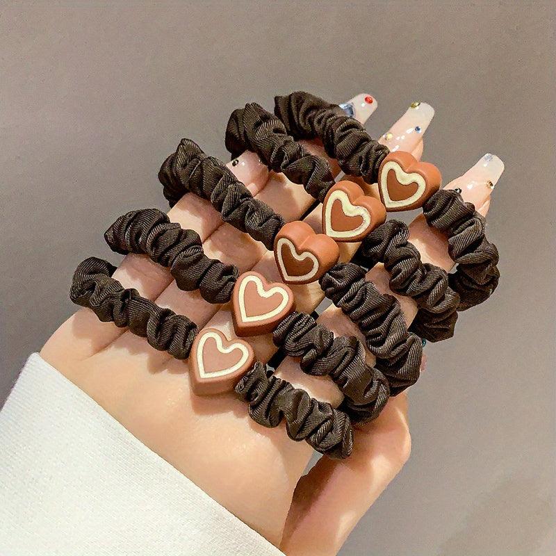 Braided Hair Rope Heart Decor Scrunchies Ponytail Holder