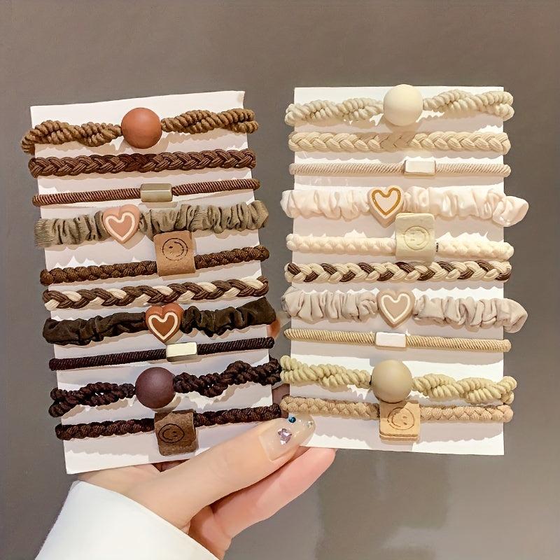 Braided Hair Rope Heart Decor Scrunchies Ponytail Holder