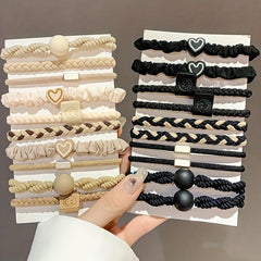 Braided Hair Rope Heart Decor Scrunchies Ponytail Holder