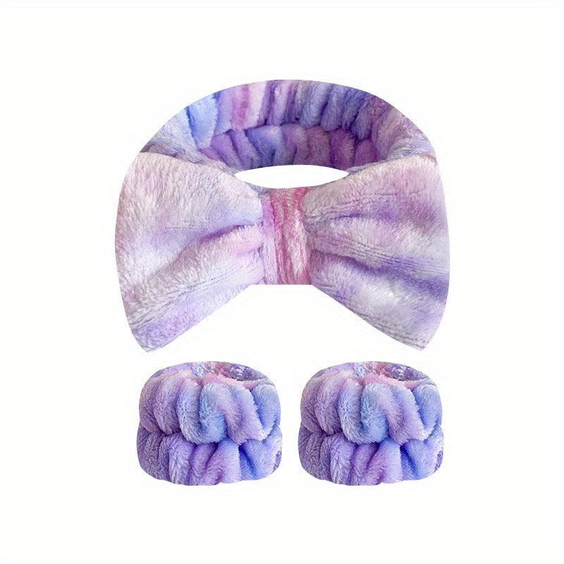 Gradient Bow Knot Hair Band Wrist Band Set Women's SPA Wash Face Wrist Band
