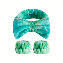 Gradient Bow Knot Hair Band Wrist Band Set Women's SPA Wash Face Wrist Band