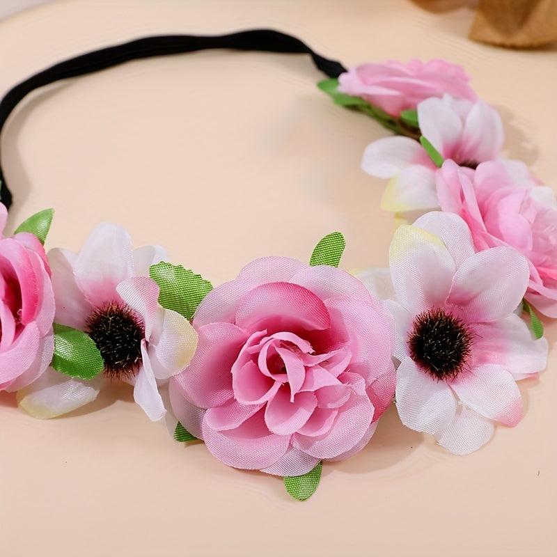 Boho Flower Headband Bridal Wreath Hair Band