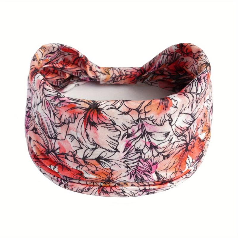 Leaf Printed Wide Brim Headband Elastic Hair Band
