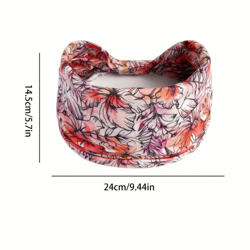 Leaf Printed Wide Brim Headband Elastic Hair Band