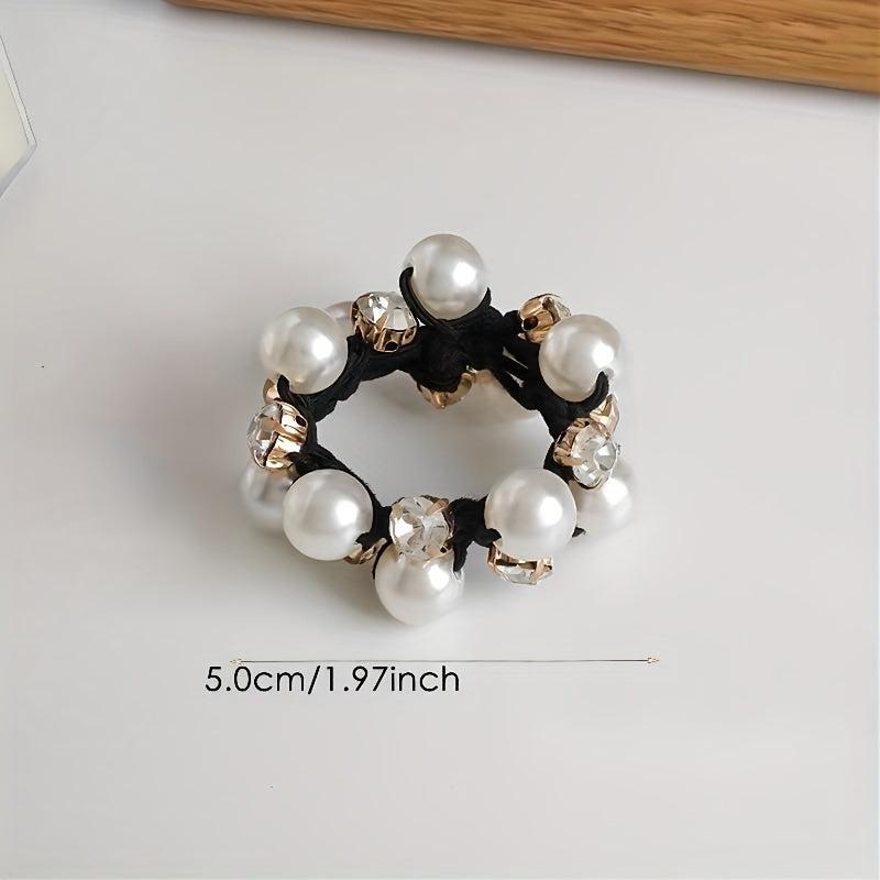 Pearl Brimmed Hair Tie Glitter Rhinestone Hair Rope Scrunchies