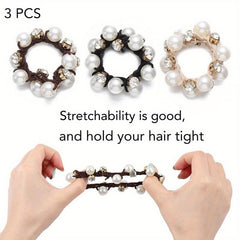Pearl Brimmed Hair Tie Glitter Rhinestone Hair Rope Scrunchies