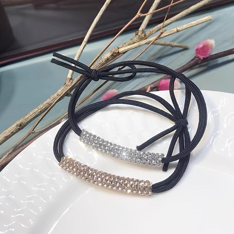4pcs Rhinestone Hair Tie Ponytail Holder Hair Band Headwear