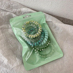 6PCS Floral Print Spiral Hair Tie Elastic Ponytail Holder