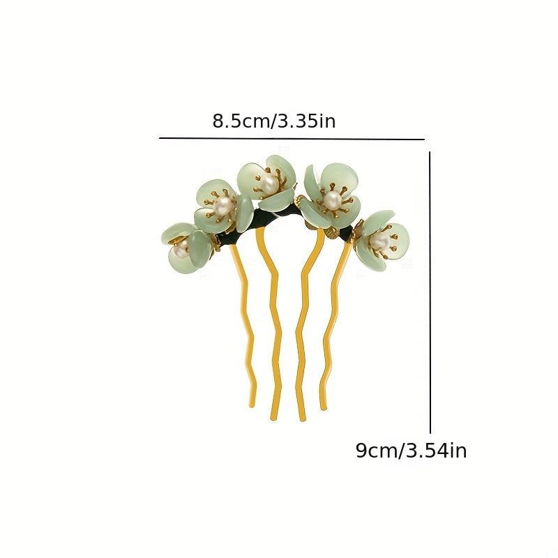 Vintage Resin Flower Hair Pin Bun Holder