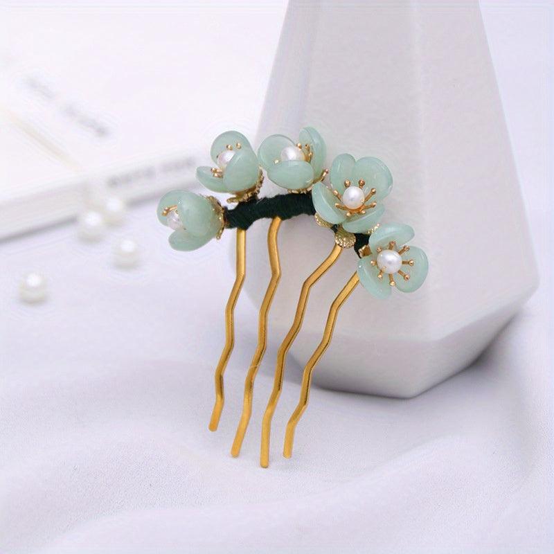 Vintage Resin Flower Hair Pin Bun Holder