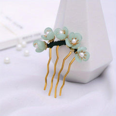 Vintage Resin Flower Hair Pin Bun Holder