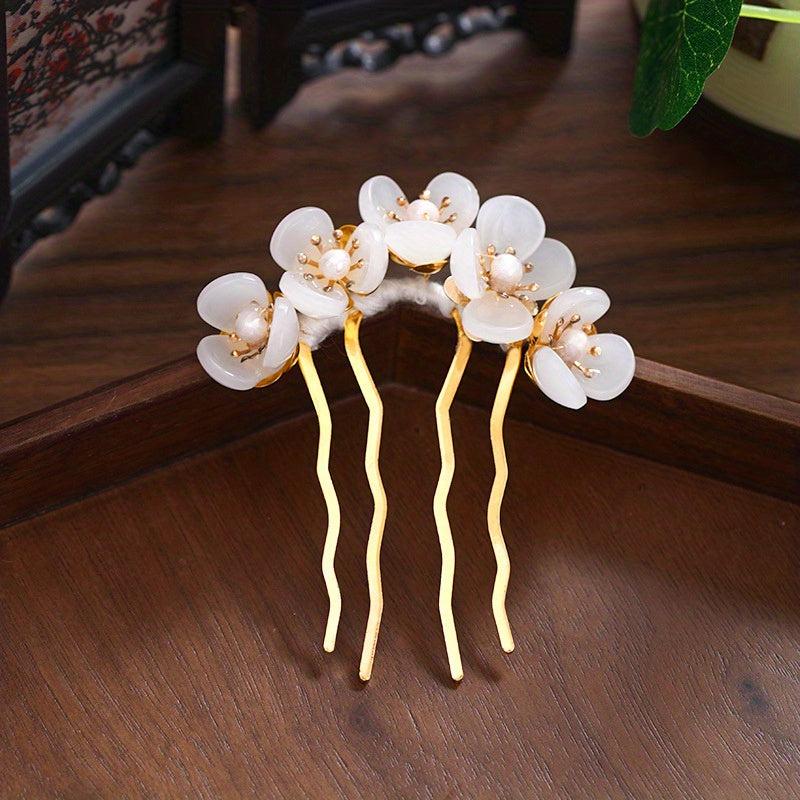 Vintage Resin Flower Hair Pin Bun Holder