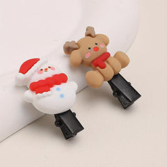 9pcs Christmas Hair Clip Cartoon Resin Patt