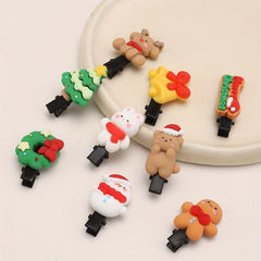 9pcs Christmas Hair Clip Cartoon Resin Patt