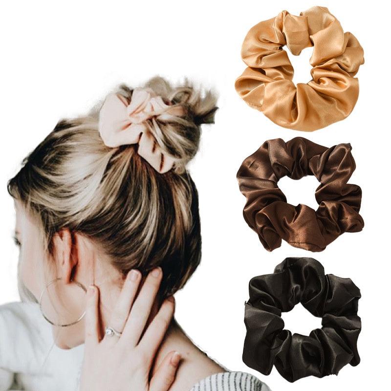 Satin Scrunchies Hairband Glossy Elastic Multicolor Hair Band