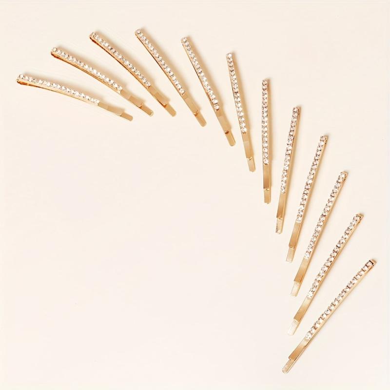 12pcs Rhinestone Decor Hair Clip Bobby Pin Non Slip Metal Hair Accessory