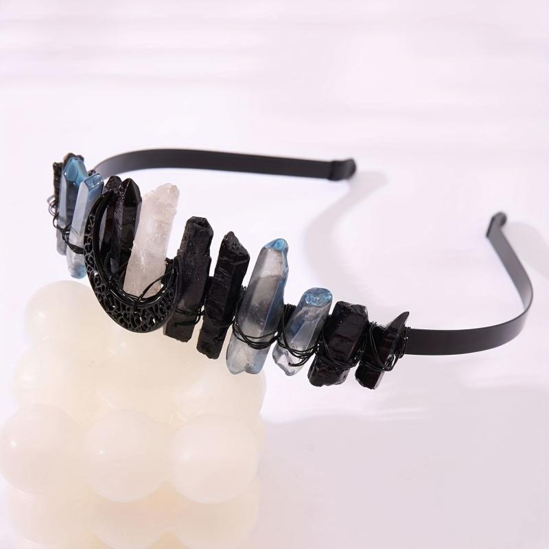 Boho Crystal Moon Decor Headband for Wedding Party Women Girls