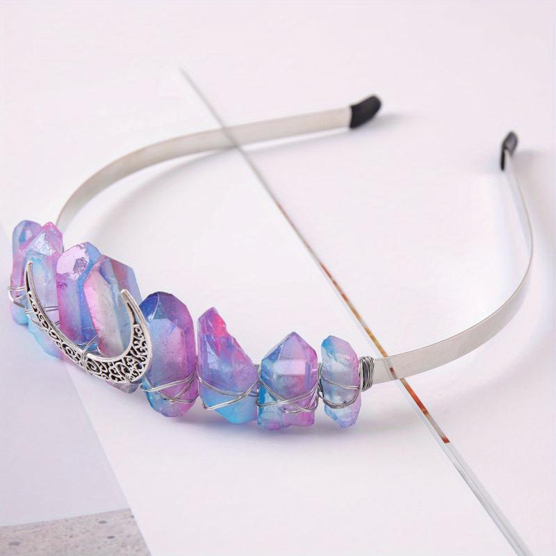Boho Crystal Moon Decor Headband for Wedding Party Women Girls
