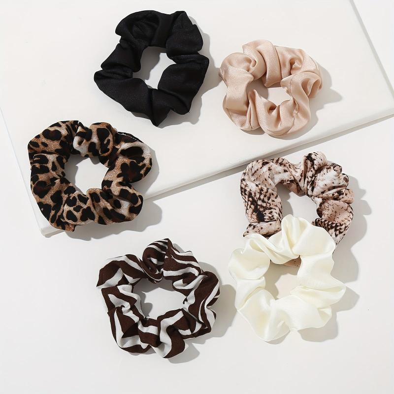 6pcs Silk Scrunchie Hair Tie Vintage Ponytail Holder