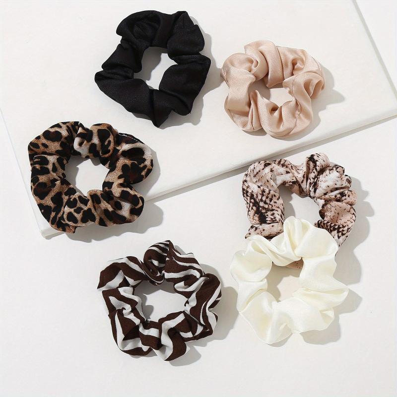 6pcs Silk Scrunchie Hair Tie Vintage Ponytail Holder
