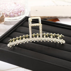 Rhinestone Pearl Cross Hair Claw Clip Golden Grip Hair Jaw Clip