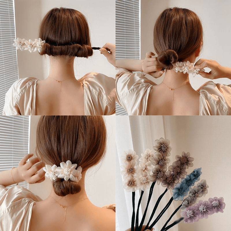Flower Hair Bun Maker Chiffon Headband Hair Accessories