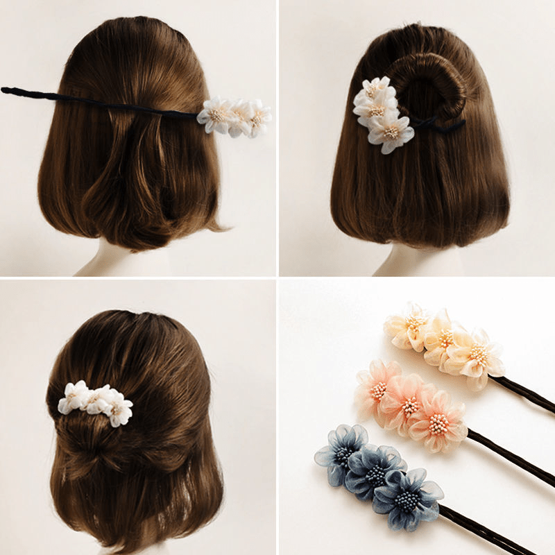 Flower Hair Bun Maker Chiffon Headband Hair Accessories