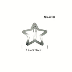 15pcs Y2K Silvery Snap Clip Hollow Star Shaped Hair Clip Alloy Hair Clip