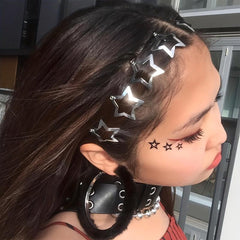 15pcs Y2K Silvery Snap Clip Hollow Star Shaped Hair Clip Alloy Hair Clip