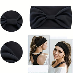 Solid Headband For Women Wide Brim Knotted Sports Yoga Bandana
