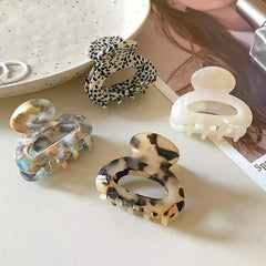 Leopard Pattern Hair Claw Polka Dot Printed Hair Claw Nonslip Ponytail Holder