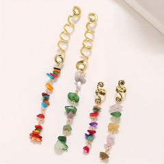 Braided Spiral Hair Ring Natural Stone Pendant Dreadlock Retro Hair Clip