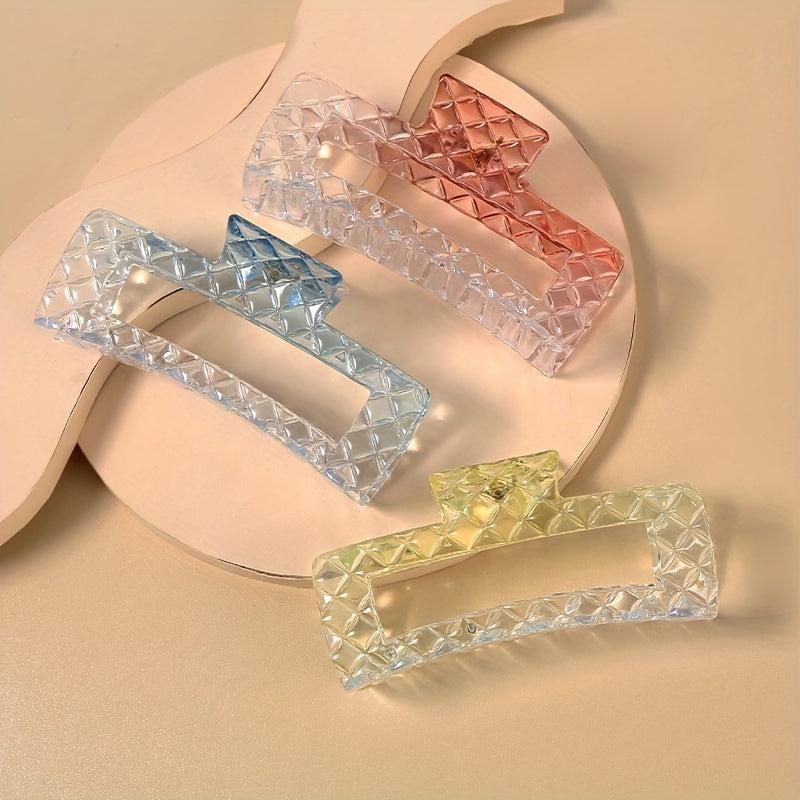 3pcs Gradient Hair Claw Plaid Checkered Pattern Shaped Hair Claw Nonslip Ponytai